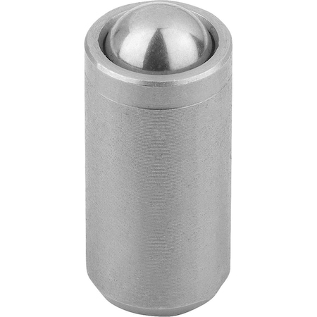 Kipp Spring Plunger Spring Force, Smooth Vers, Wout Collar, D=5 L=12, Stainless, Comp:Stainless,  K0335.205